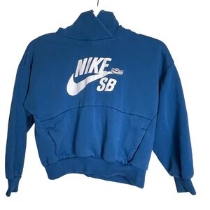 Nike SB Blue Fleece Pullover Hoodie Kids Size S EasyOn Oversized